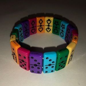 Rainbow vintage 2000’s reversible double sided domino bracelet 🏳️‍🌈🖤